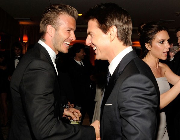 David Beckham và Tom Cruise tại buổi tiệc của Vanity Fair.