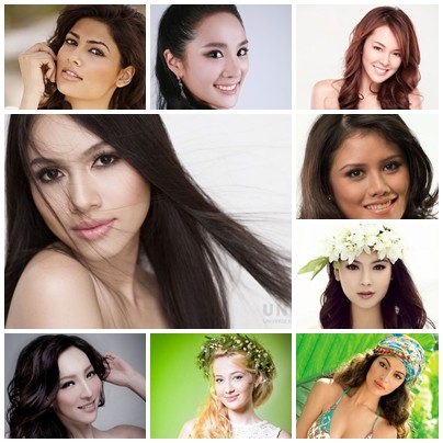 Những gương mặt đại diện cho các quốc gia châu Á tại đấu trường sắc đẹp Hoa hậu Thế giới 2012.