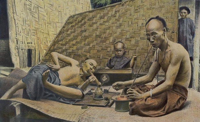 Những người hút thuốc phiện ở Hòn Gai, Quảng Ninh đầu thế kỷ trước (Tonkin - Fumeurs d'opium et de tabac à Hongay).