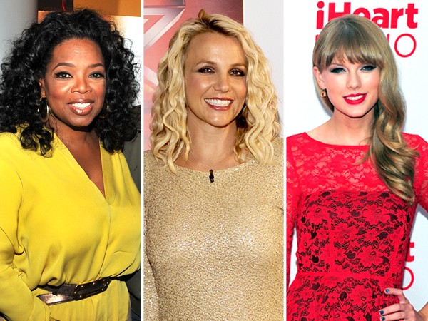 Oprah Winfrey, Britney Spears và Taylor Swift trở thành 3 ngôi sao nữ có thu nhập khủng nhất năm 2012 ở Hollywood theo công bố của Forbes.