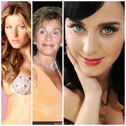 Vị trí thứ 6 thuộc về siêu mẫu Gisele Bundchen, Judge Sheindlin và nữ ca sĩ Katy Perry.
