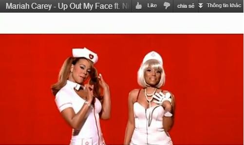 Mariah Carey (phải) và Nicki Minaj trong MV ca khúc "Up Out My Face".