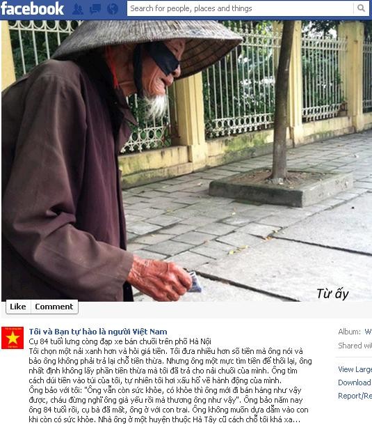 Hình ảnh cụ già 84 tuổi bán chuối trên đường phố Hà Nội.