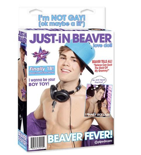 Hộp đựng búp bê tình dục ăn theo tên tuổi của Justin Bieber.