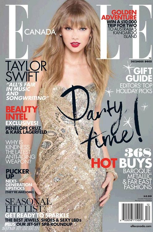 Làm gương mặt trang bìa trên tạp chí Elle phiên bản của Canada số tháng 12/2012, Taylor Swift còn có bài phỏng vấn độc quyền về công việc ca hát và sáng tác của cô trên tạp chí này.
