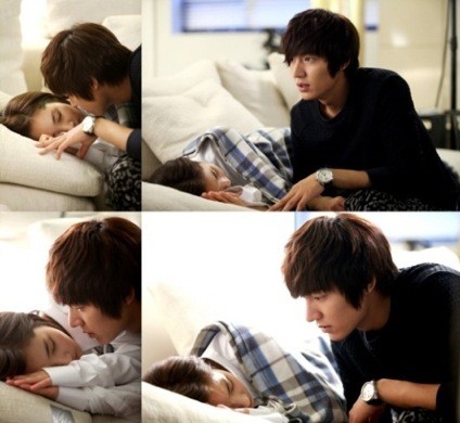 Trong khi đó, Lee Min Ho và Park Min Young lại có “Nụ hôn ghế sô-pha” trong phim City Hunter, dù nụ hôn này không thành do Park Min Young chỉ giả vờ ngủ khiến Lee Min Ho hôn hụt.