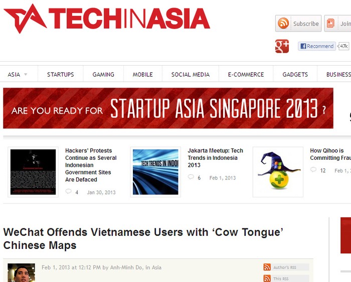 Bài viết trên Techinasia về WeChat bị tẩy chay tại Việt Nam.