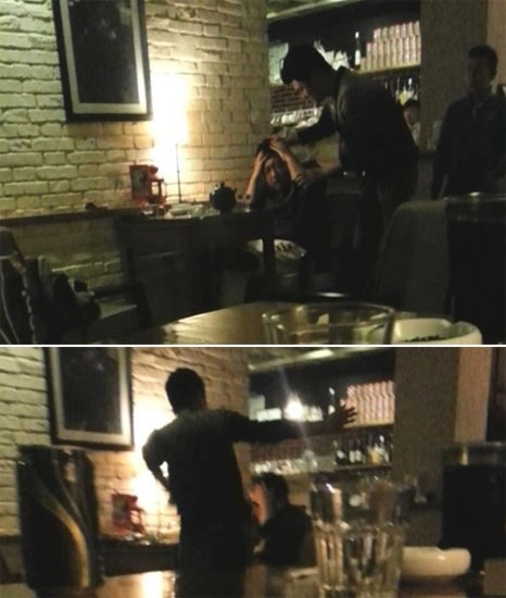 Hình ảnh vụ hành hung tại quán cà phê được cho là giữa nam diễn viên trẻ và đạo diễn Vu Chính tối 18/3.