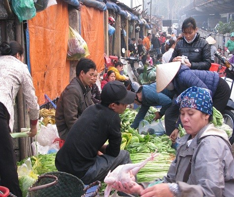 Do thời tiết mưa phùn, gió rét nên lượng rau xanh về các chợ trở nên khan hiếm hơn.