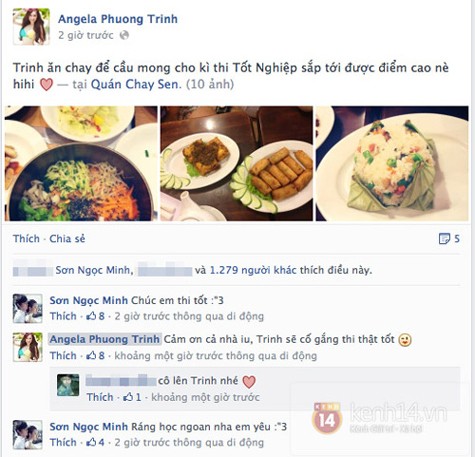 Chia sẻ "ăn chay để cầu mong được điểm cao" của Angela Phương Trinh nhận được nhiều lời động viên, khích lệ