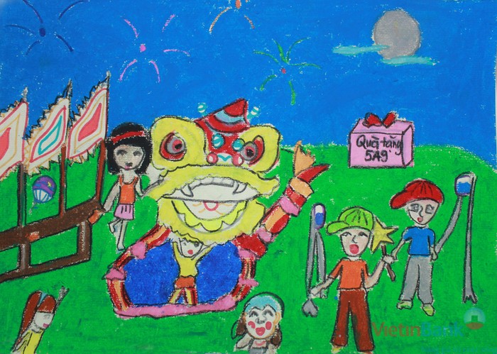 Bức tranh của em vẽ về Trung Thu Với các bạn nhỏ không may bị bệnh.