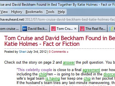Haveuheard.net cũng giật tít Tom Cruise và David Beckham ân ái trên giường, sự thật hay chuyện đùa?