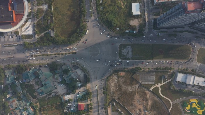 Hình ảnh chụp từ trên cao tại nút giao Lê Quang Đạo vào khoảng hơn 7h sáng ngày 22/1/2023. (Ảnh: NVCC)