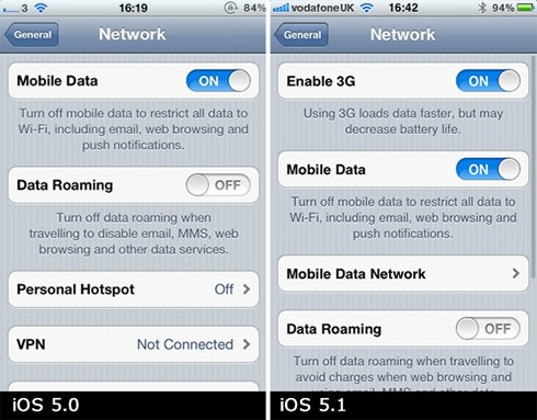 Người dùng đã có thể tắt mạng 3G ở hệ điều hành iOS 5.1.