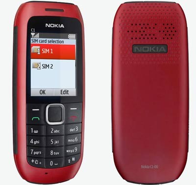C1-00 có kiểu dáng đơn giản, như nhiều mẫu di động giá rẻ từ Nokia, phía trên là màn hình màu TFT hỗ trợ 65 nghìn màu, rộng 1,8 inch, độ phân giải chỉ 128 x 160 pixel. Pin theo máy dung lượng 1.020 mAh. Nokia cho biết, thời gian đàm thoại liên tục lên tới 13 giờ, trong khi thời gian chờ là 48 ngày.