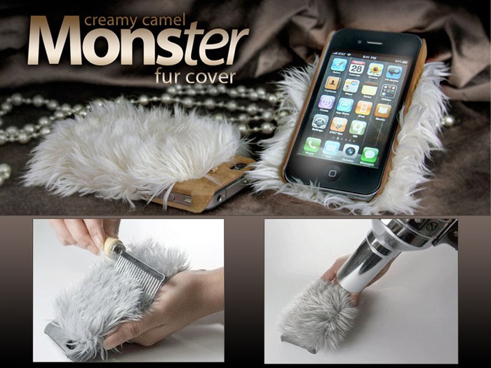 3. Vỏ Monster Fur: Bộ vỏ lông quái vật Monster Fur với lông nhân tạo cho iPhone có giá 39,99 USD với 3 màu: tuyết trắng, lông chó xám và màu camel. Trang giới thiệu Monster Fur cũng lưu ý các tấm ảnh sẽ bị ảnh hưởng từ các sợi lông trên vỏ và có thể xảy ra dị ứng lông.
