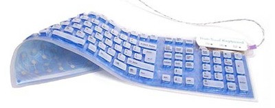 Keyboard dạng Qwerty với 104 phím bấm này có thể cuộn tròn lại và nhét vào túi quần mà vẫn hoạt động trơn tru.