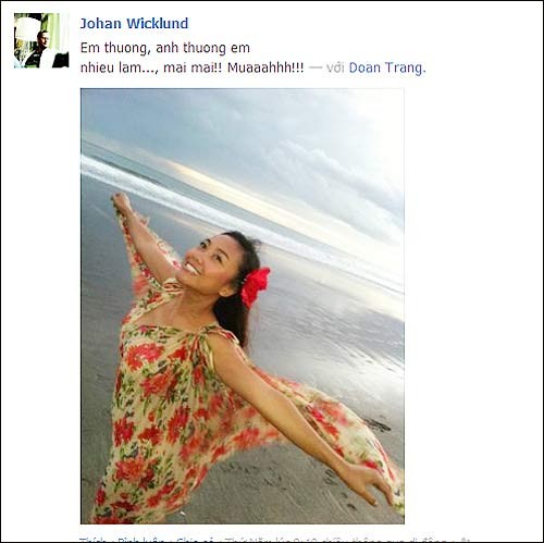 Những chia sẻ của Johan dành cho Đoan Trang được đăng tải trên trang cá nhân khiến không ít fan trung thành của thỏi socola biết hát phát cuồng vì sự lãng mạn, ngọt ngào của anh: "Em thương, anh thương em nhiều lắm... mãi mãi!!!".