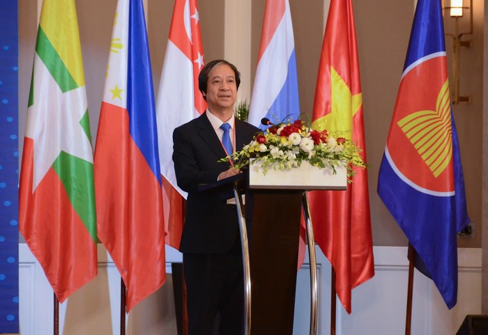 Bộ trưởng Bộ Giáo dục và Đào tạo Việt Nam Nguyễn Kim Sơn phát biểu tại Hội nghị. (Ảnh: Bộ Giáo dục và Đào tạo)
