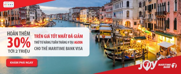 Khuyến mãi “khủng” trong các ngày thứ Tư của tháng 9 tại Agoda cho thẻ Maritime bank visa.