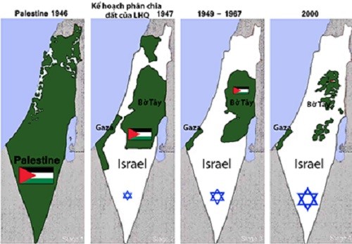 Bản đồ Israel - Palestine theo thời gian (Ảnh: AP).