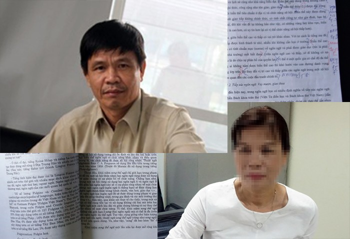 Tiến sĩ Hồ Xuân Mai và Tiến sĩ Trần Phương Nguyên cùng tài liệu liên quan đến vụ việc. (Ảnh: Đan Quỳnh).