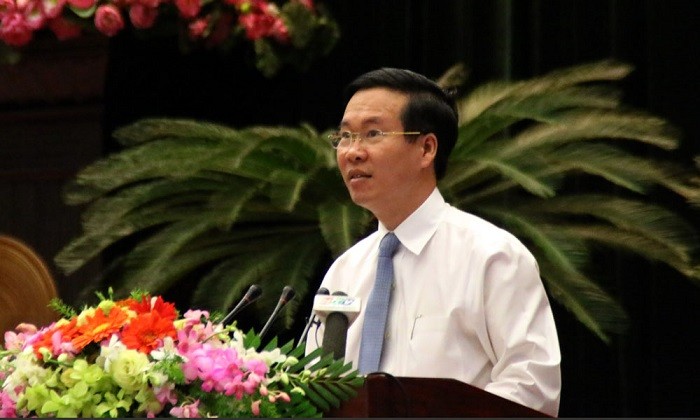 Ông Võ Văn Thưởng, Ủy viên Bộ Chính trị, Bí thư Trung ương Đảng, Trưởng Ban Tuyên giáo Trung ương phát biểu tại hội nghị.