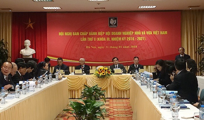 Hội nghị ban chấp hành Hiệp hội doanh nghiệp nhỏ và vừa Việt Nam lần thứ II (khóa III, nhiệm kỳ 2016-2021) Ảnh: An Nhiên.