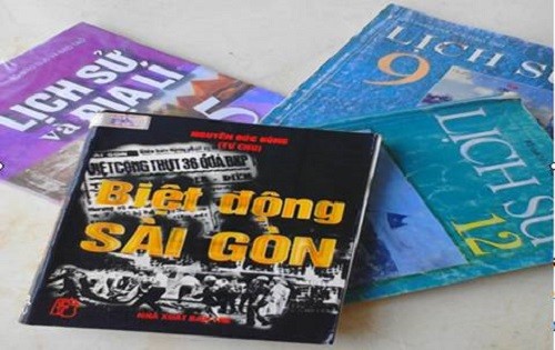 Sách Lịch sử của cả ba cấp học đã quên tên &quot;Biệt động Sài Gòn&quot; (Ảnh: tác giả cung cấp).