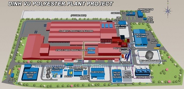 Dự án Nhà máy xơ sợi Polyester Đình Vũ (PVTEX). (Ảnh minh họa: pvme.com.vn).