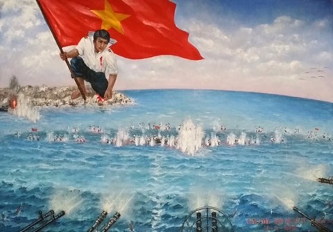 Bức tranh Gạc Ma - Vòng tròn bất tử của họa sĩ Bùi Lệ Trang miêu tả lại sự kiện bi tráng ngày 14/3/1988.