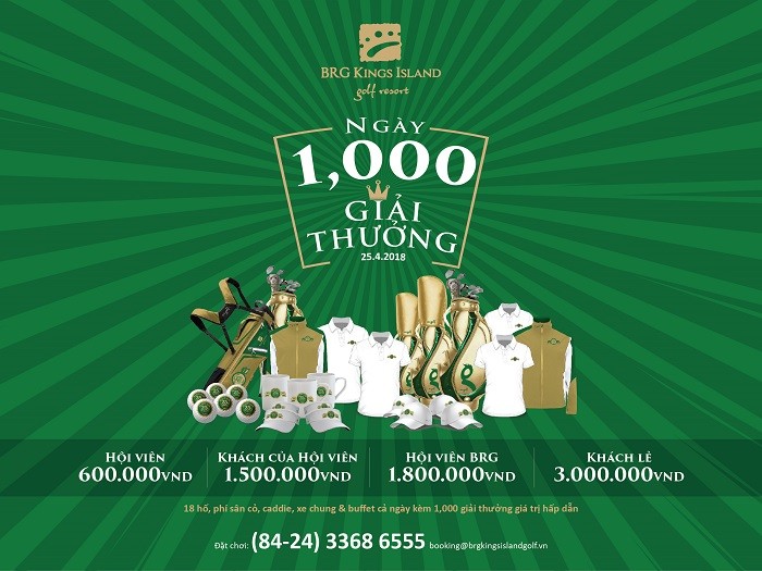 1000 giải thưởng trong ngày kỷ niệm BRG Kings Island Golf Resort tròn 25 tuổi.