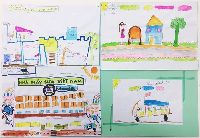 Hình ảnh về Nhà máy sữa Việt Nam qua nét vẽ trẻ thơ.