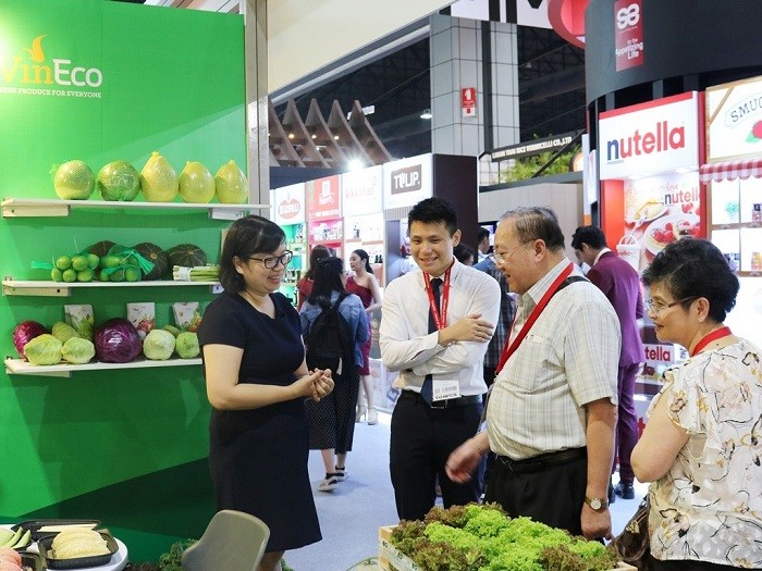 Gian hàng của VinEco tại hội chợ Thaifex (tháng 5/2018) gây ấn tượng cũng như tạo thiện cảm với khách hàng.