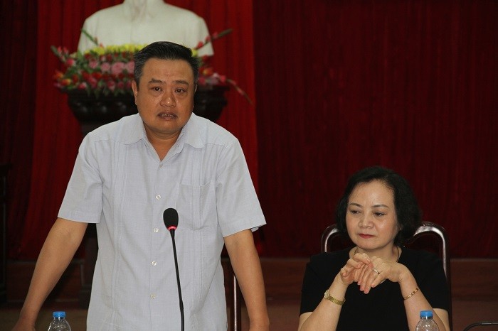 Chủ tịch Hội đồng thành viên PVN - ông Trần Sỹ Thanh phát biểu tại buổi cứu trợ đồng bào Yên Bái.