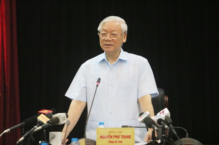 Tổng Bí thư Nguyễn Phú Trọng phát biểu chỉ đạo tại buổi làm việc.