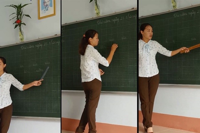 Cô giáo hướng dẫn phụ huynh cách dạy đánh vần. (Ảnh minh họa: Báo VTC News).