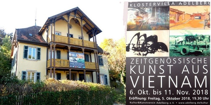 “Klostervilla Adelberg”, tầng 1 là nơi trưng bày 54 tác phẩm hội họa từ Việt Nam.