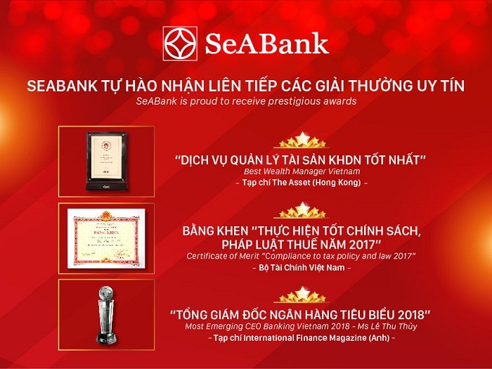SeABank tự hào nhận liên tiếp các giải thưởng uy tín.