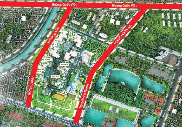 Đường Nguyễn Cơ Thạch khi thông tuyến sẽ tăng cường năng lực giao thông quanh khu vực dự án TNR Goldmark City.