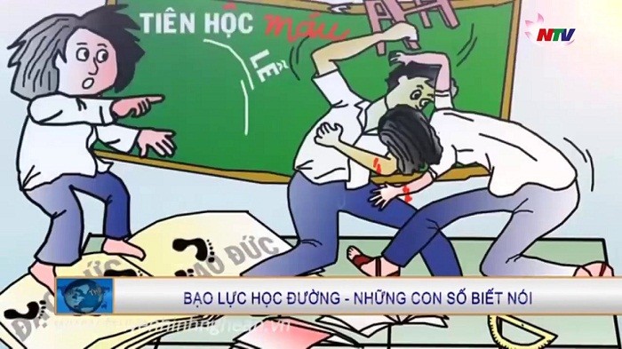 Vấn nạn bạo hành học đường (Ảnh minh họa: chụp màn hình từ kênh Nghệ An TV).