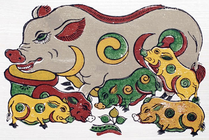 Con lợn trong tranh Đông Hồ (Ảnh minh họa: tranhdangiandongho.vn).