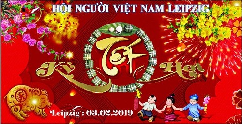 Thông báo mời dự liên hoan đón tết của hội người Việt tại thành phố Leipzig và vùng lân cận trên Facebook.