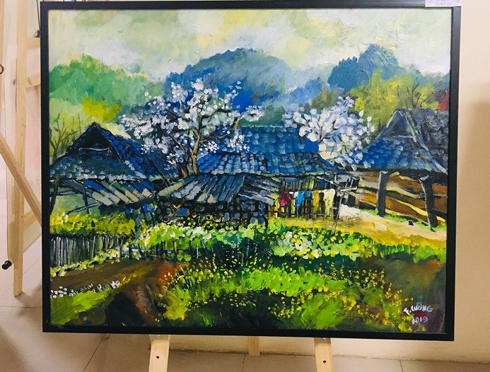 Bức tranh của nghệ sĩ Việt Nam tại buổi triển lãm lần này (Ảnh: A.N).