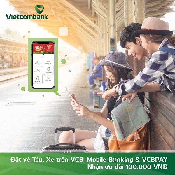 Vietcombank mở rộng triển khai tính năng Đặt vé Tàu, Xe trên VCBPAY.