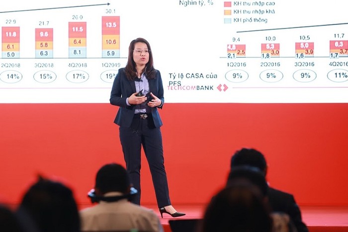 Bà Lê Thị Bích Phượng Giám đốc Khối Dịch vụ ngân hàng và Tài chính cá nhân tự tin với sự tăng trưởng của phân khúc cá nhân của Techcombank.