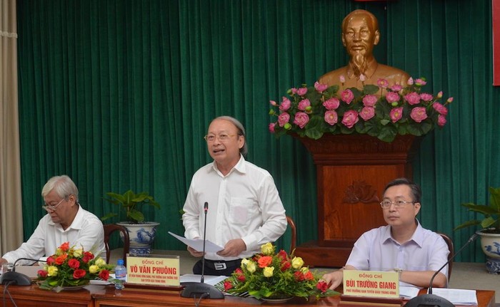 Đồng chí Võ Văn Phuông, Uỷ viên Trung ương Đảng, Phó trưởng Ban Thường trực Ban Tuyên giáo Trung ương phát biểu chỉ đạo Hội nghị - Ảnh: PC.