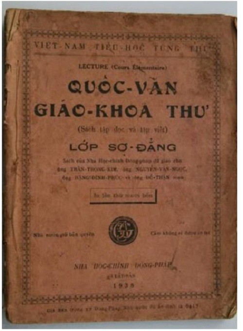Quốc văn giáo khoa thư lớp Sơ đẳng, bản năm 1935 bởi Trần Trọng Kim, Nguyễn Văn Ngọc, Đặng Đình Phúc, Đỗ Thận.
