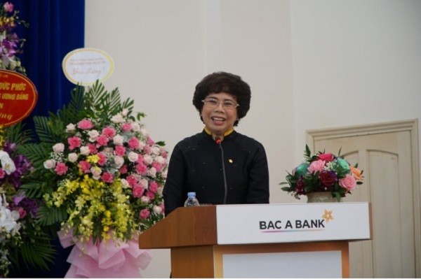 Bà Thái Hương, Phó Chủ tịch Hội đồng quản trị, Tổng Giám Đốc Ngân hàng Thương mại cổ phần Bắc Á phát biểu tại buổi Lễ.