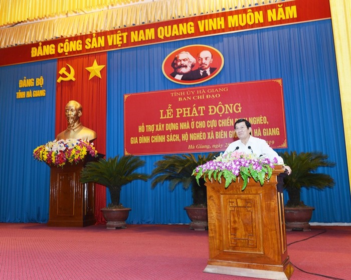 Đồng chí Trương Tấn Sang - nguyên Ủy viên Bộ Chính trị, nguyên Chủ tịch nước phát biểu.